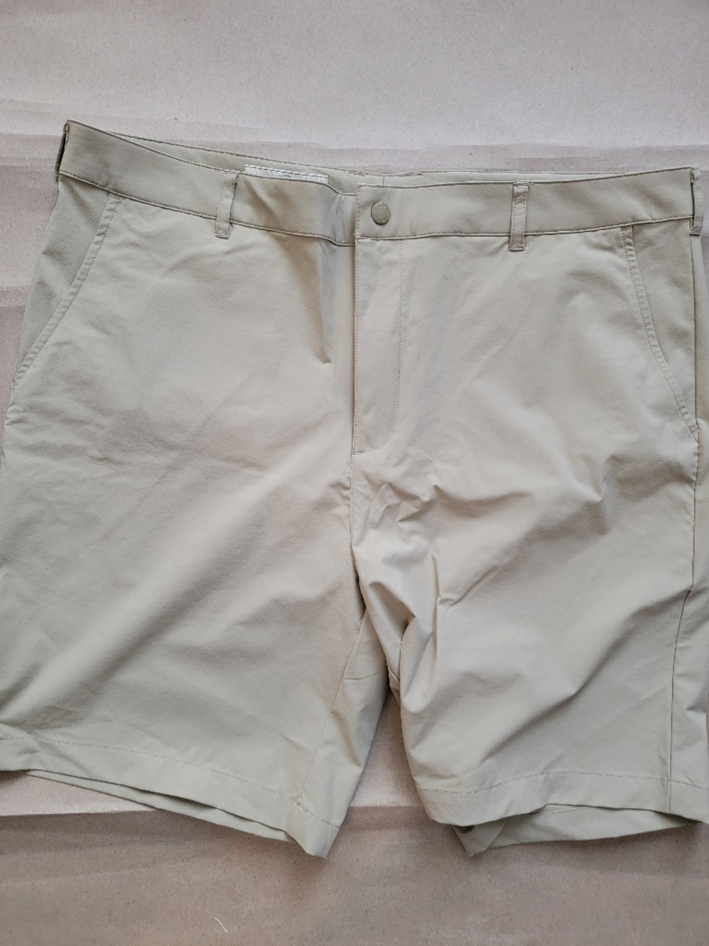 Onward Reserve Performance Shorts • Size 38 • Khaki Beige Nylon Stretch